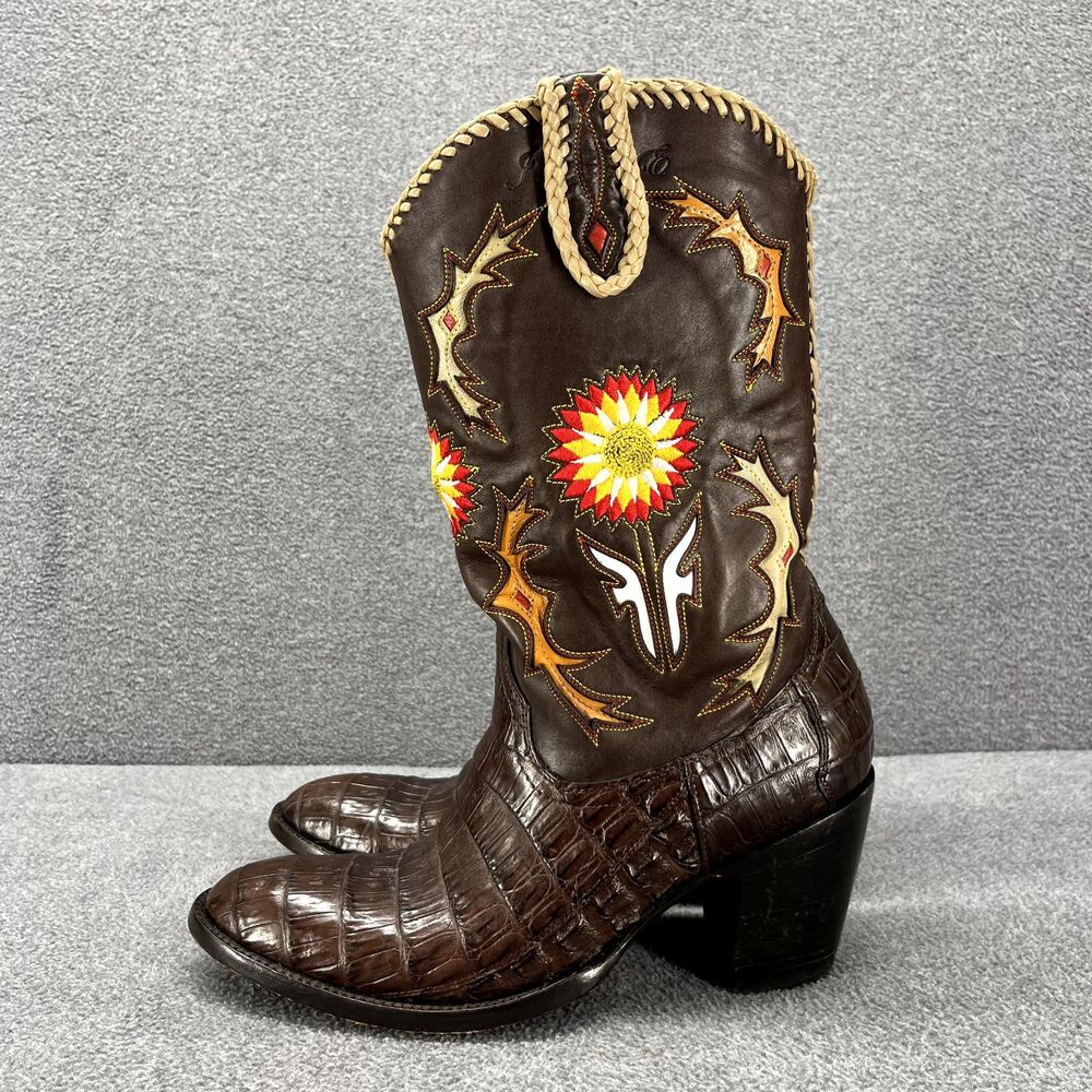 Frye Boots Womens 8.5 B Hope Limited Edition Brown Floral Embroidery Western - Picture 5 of 16